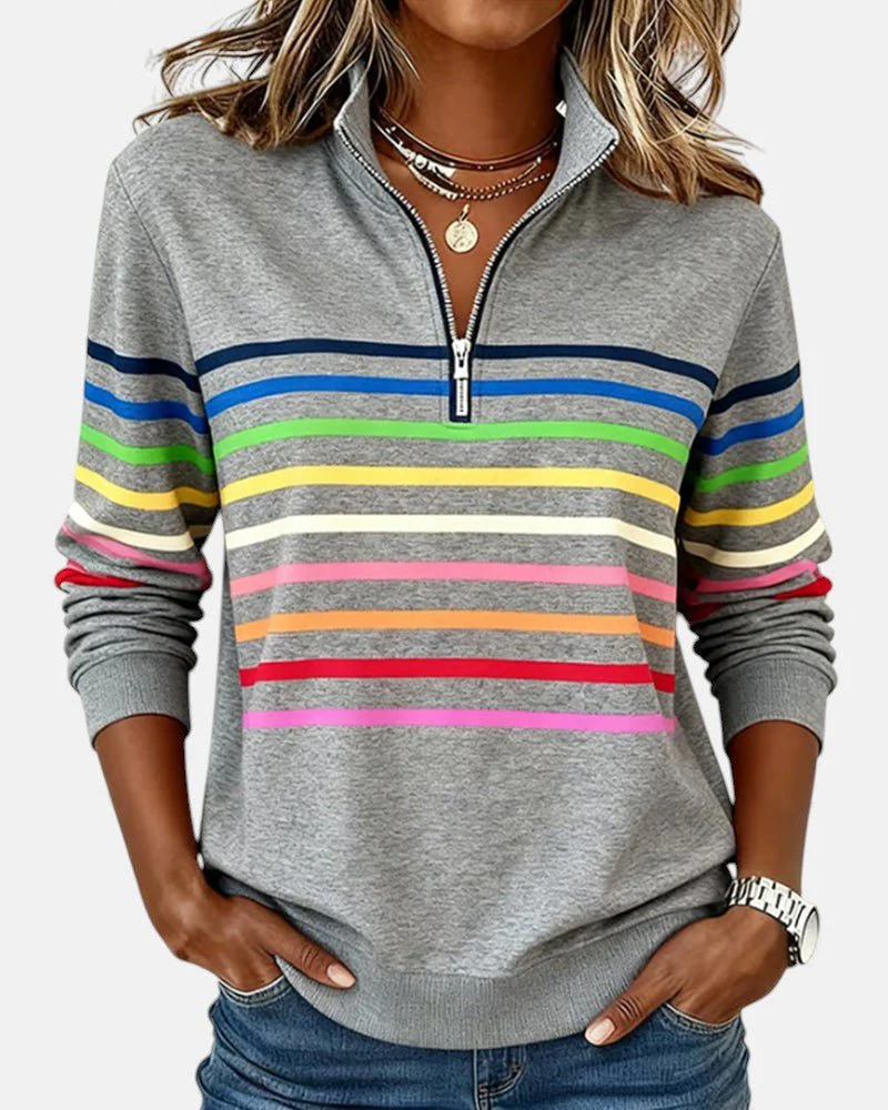 Emma | Felpa a Righe Arcobaleno Casual e Comoda