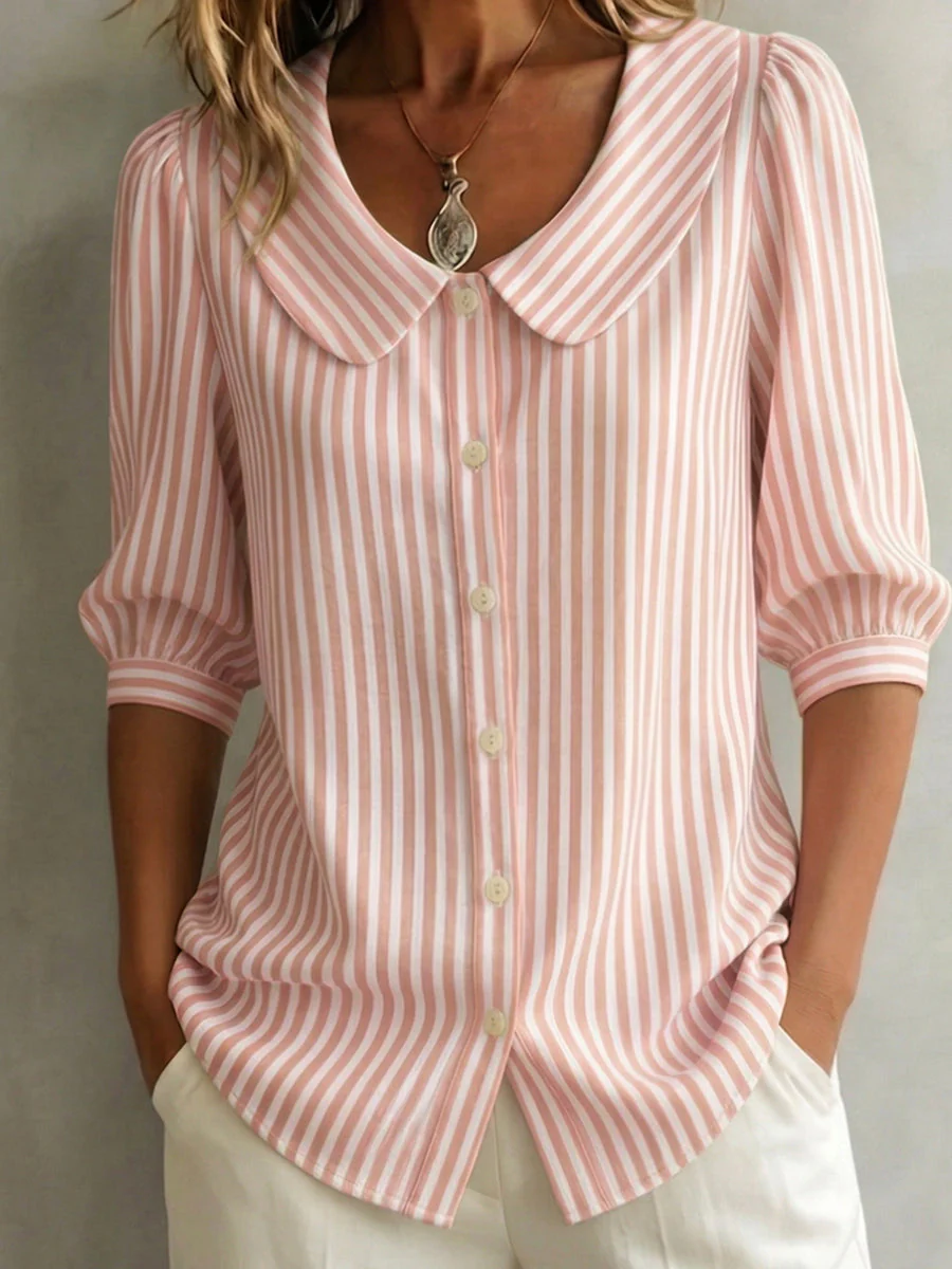 Giselda | Elegante Camicia a Righe in Puro Cotone - Image 3