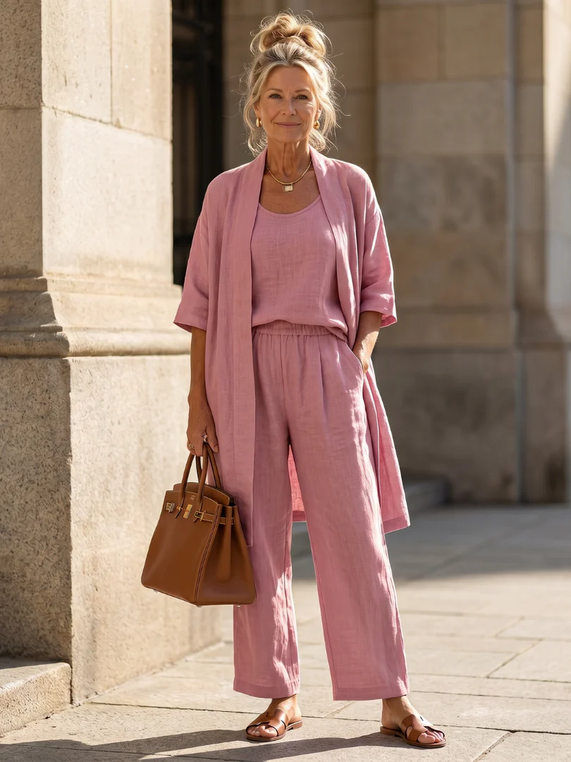 Giulia | Set Tre Pezzi Elegante con Cardigan e Pantaloni Fluidi