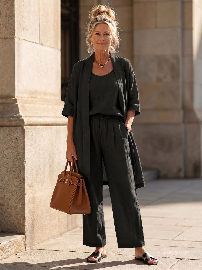 Giulia | Set Tre Pezzi Elegante con Cardigan e Pantaloni Fluidi - Image 2