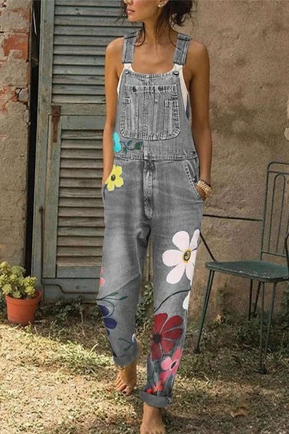 Giulia | Tuta in Denim Artistica dal Fascino Boho Chic