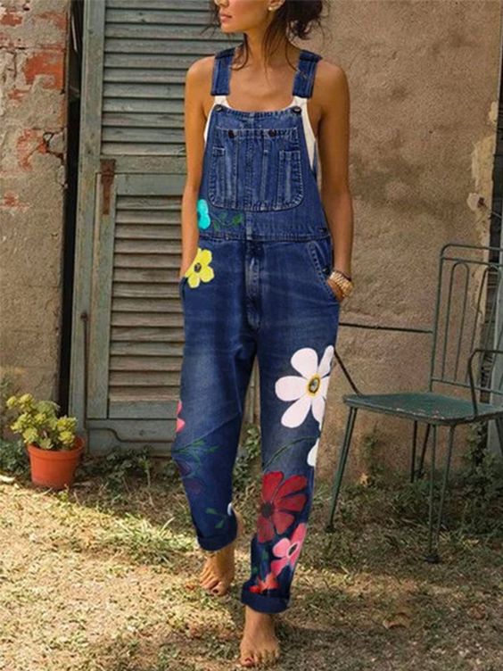 Giulia | Tuta in Denim Artistica dal Fascino Boho Chic - Image 4