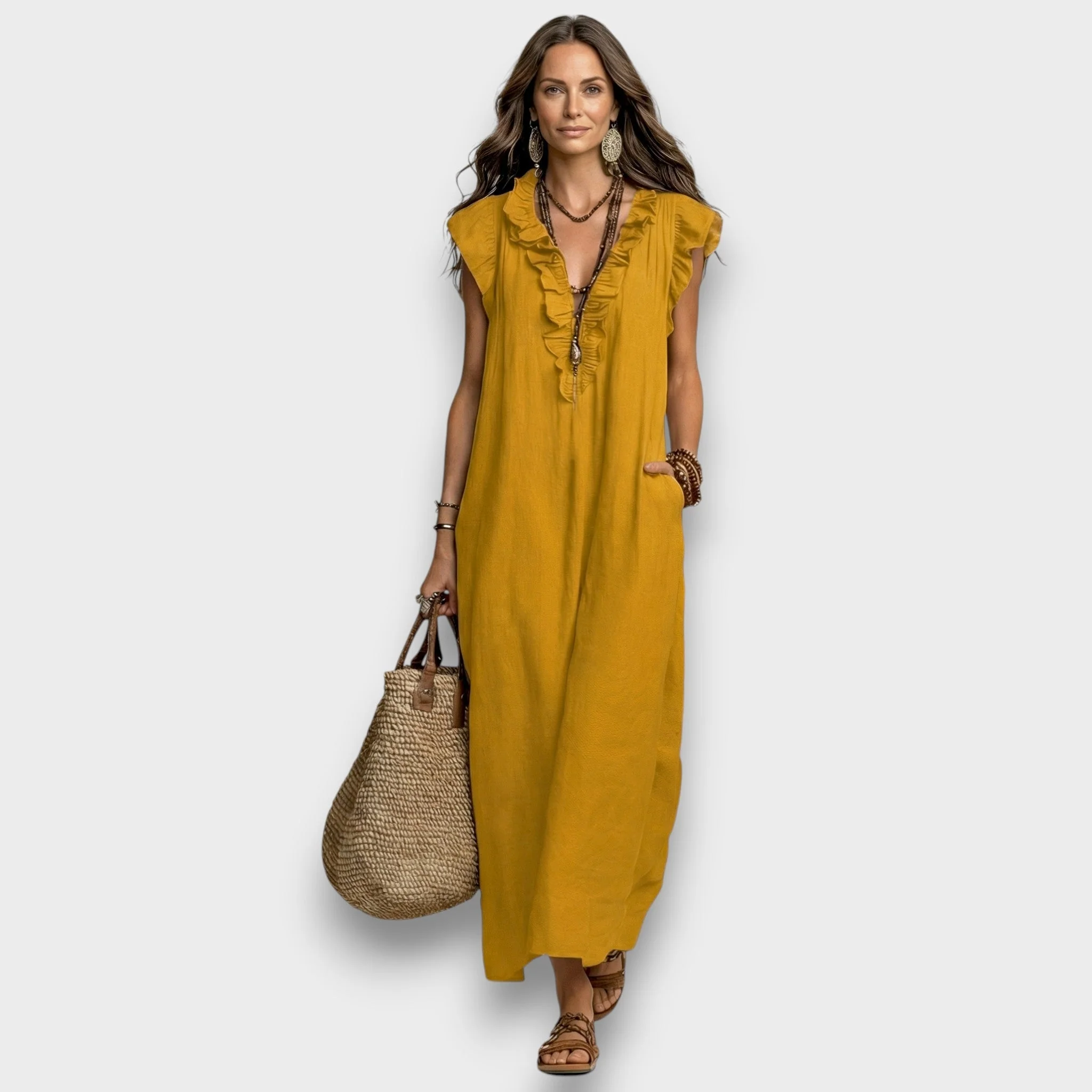 Isabella | Abito Maxi in Lino con Ricami Floreali - Image 10