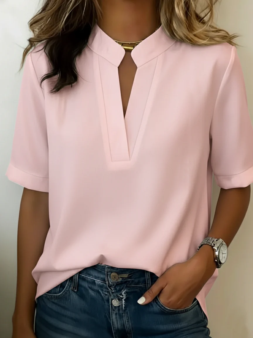 Isabella | Blusa moderna in cotone traspirante con scollo a V - Image 4