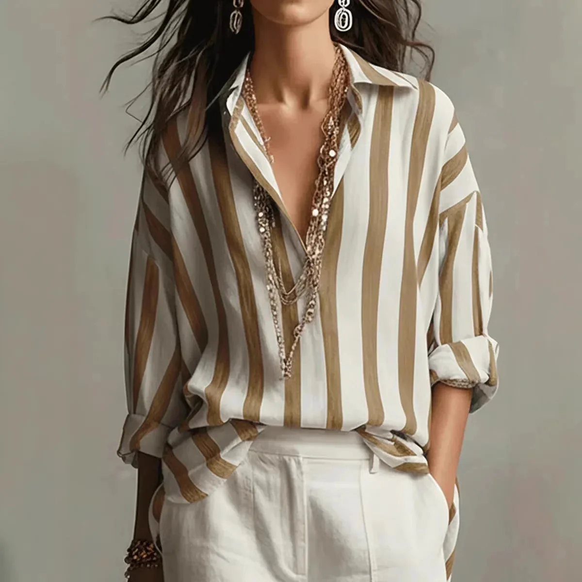 Isabella | Camicia a righe da donna elegante e versatile - Image 2