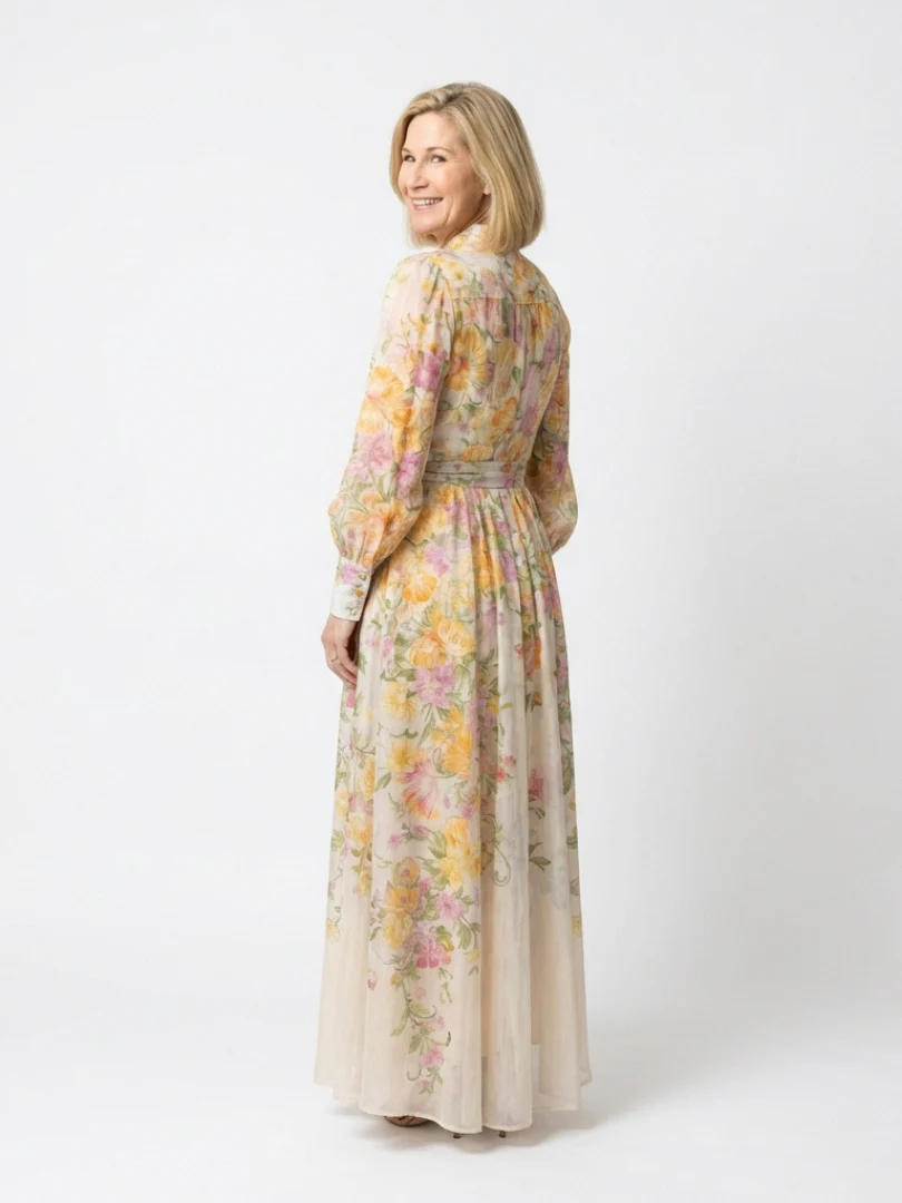 Isabella | Elegante maxi abito a maniche lunghe con motivo floreale - Image 2