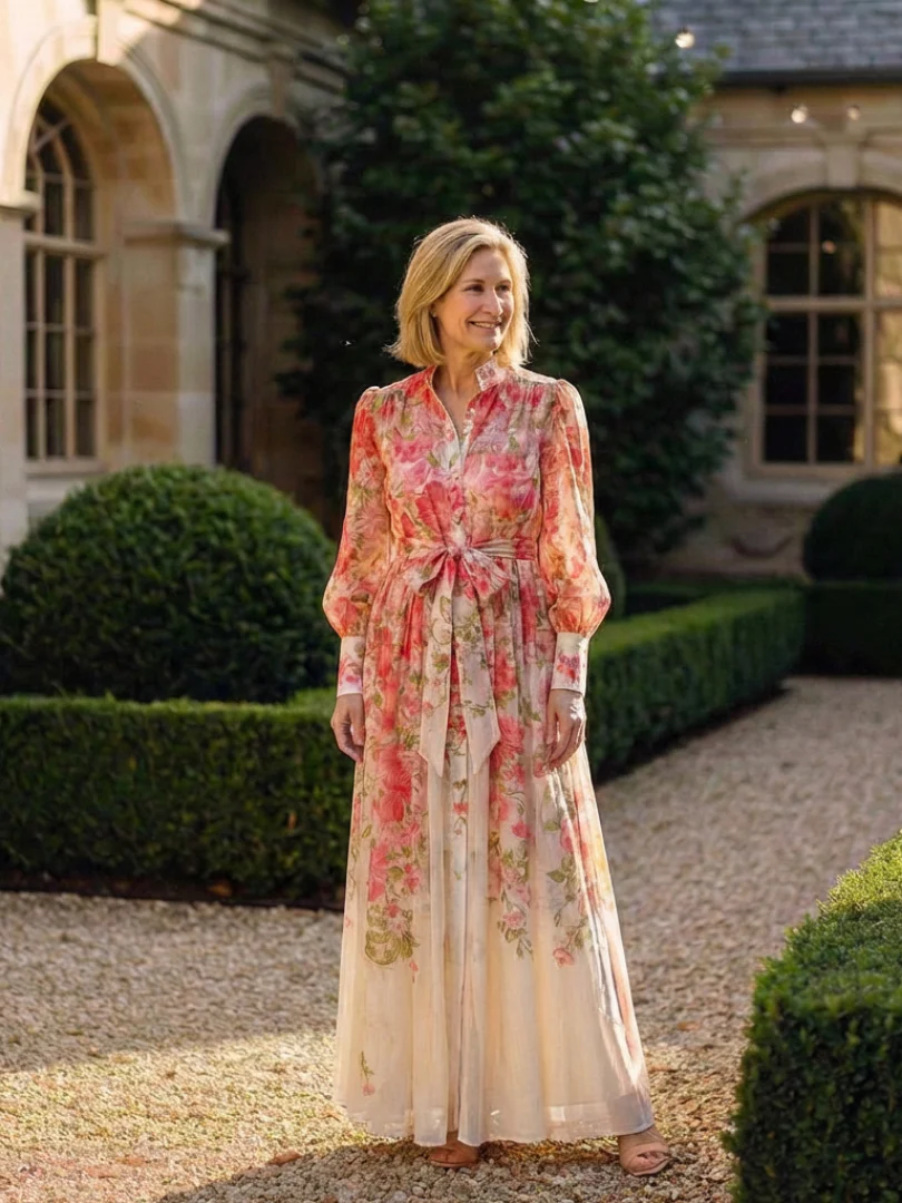 Isabella | Elegante maxi abito a maniche lunghe con motivo floreale - Image 7