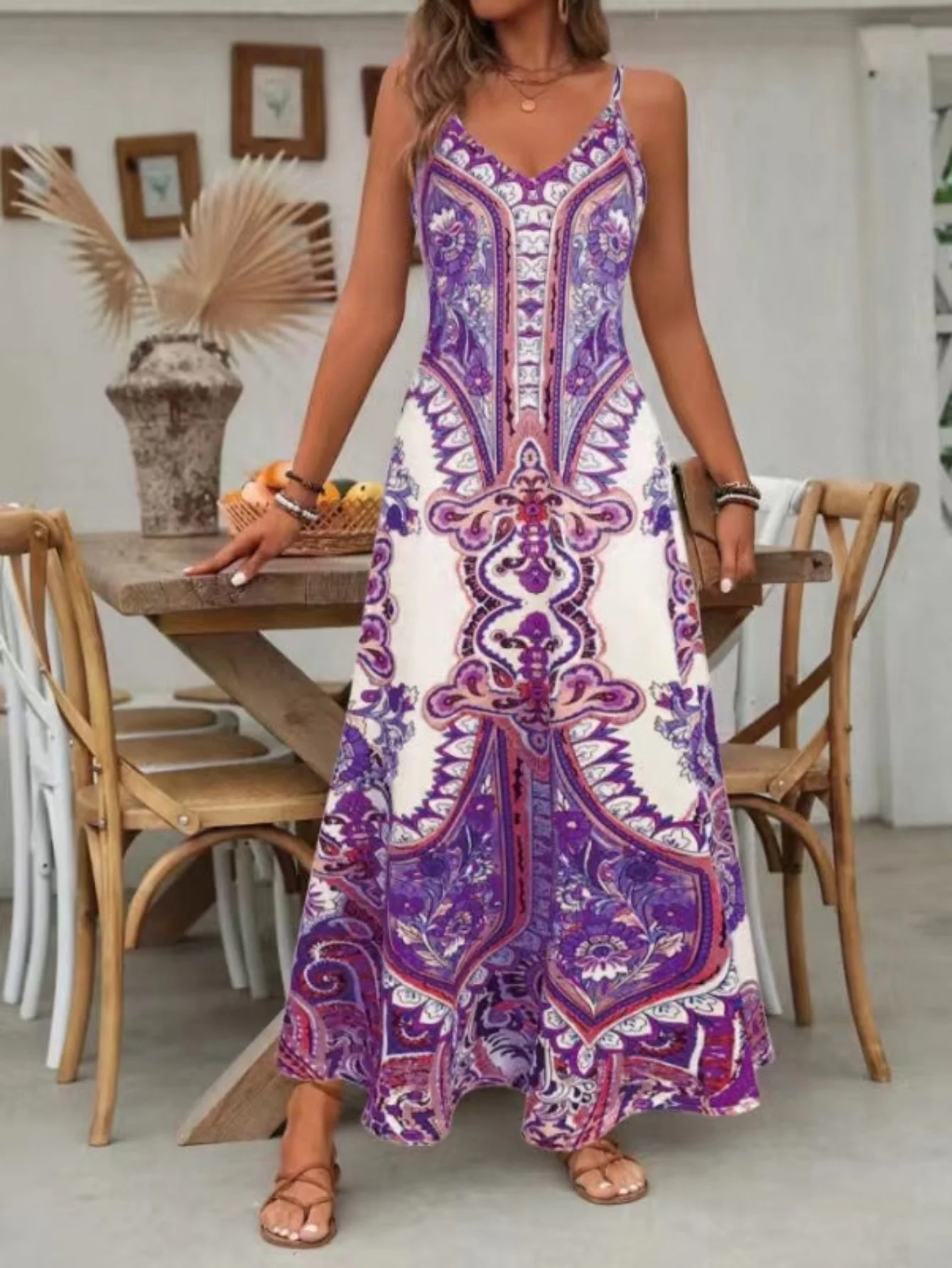 Isabella | Maxi Abito Mediterraneo con Motivo Paisley - Image 3