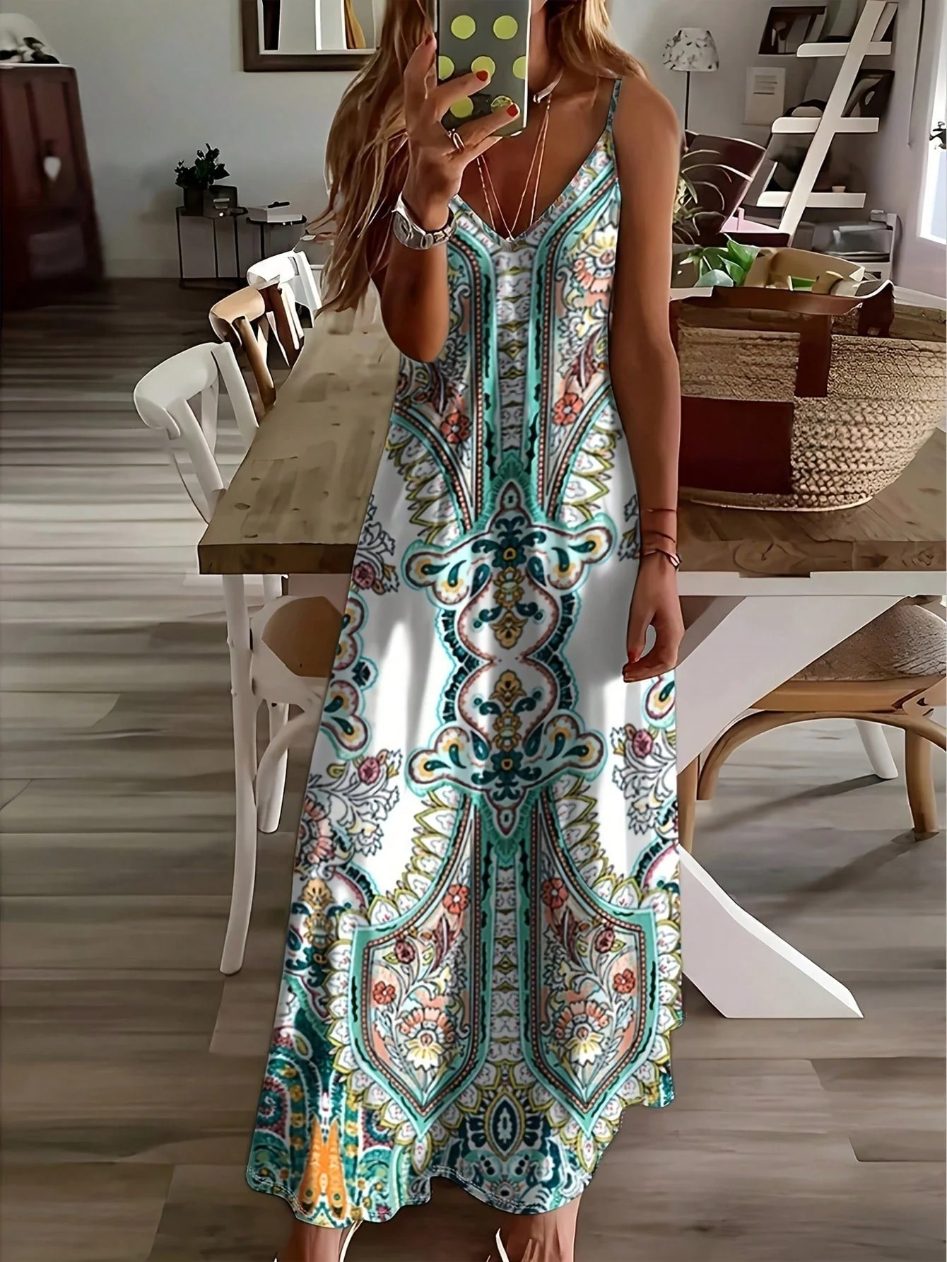 Isabella | Maxi Abito Mediterraneo con Motivo Paisley - Image 6