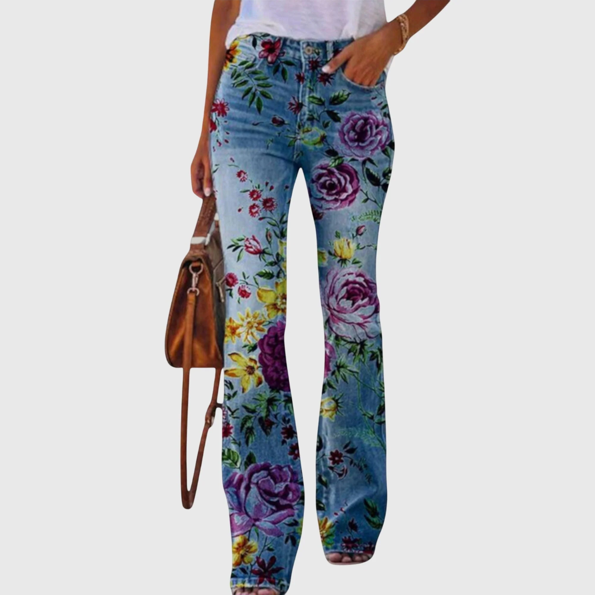 Isabella | Pantaloni fluidi a gamba larga con stampa botanica