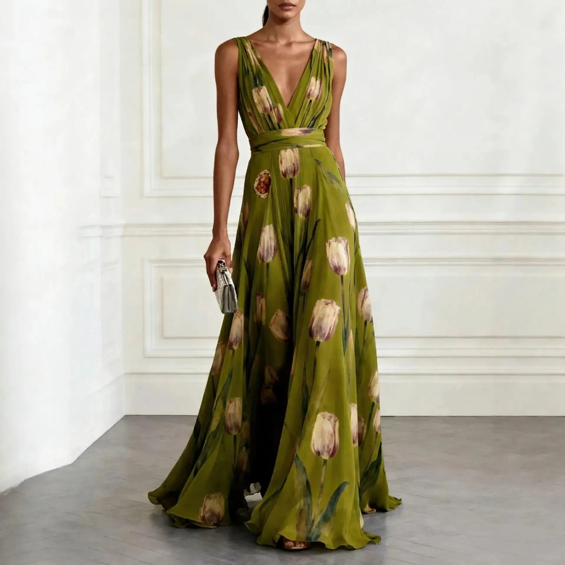 Julia | Abito lungo da donna elegante e a motivi floreali - Image 2