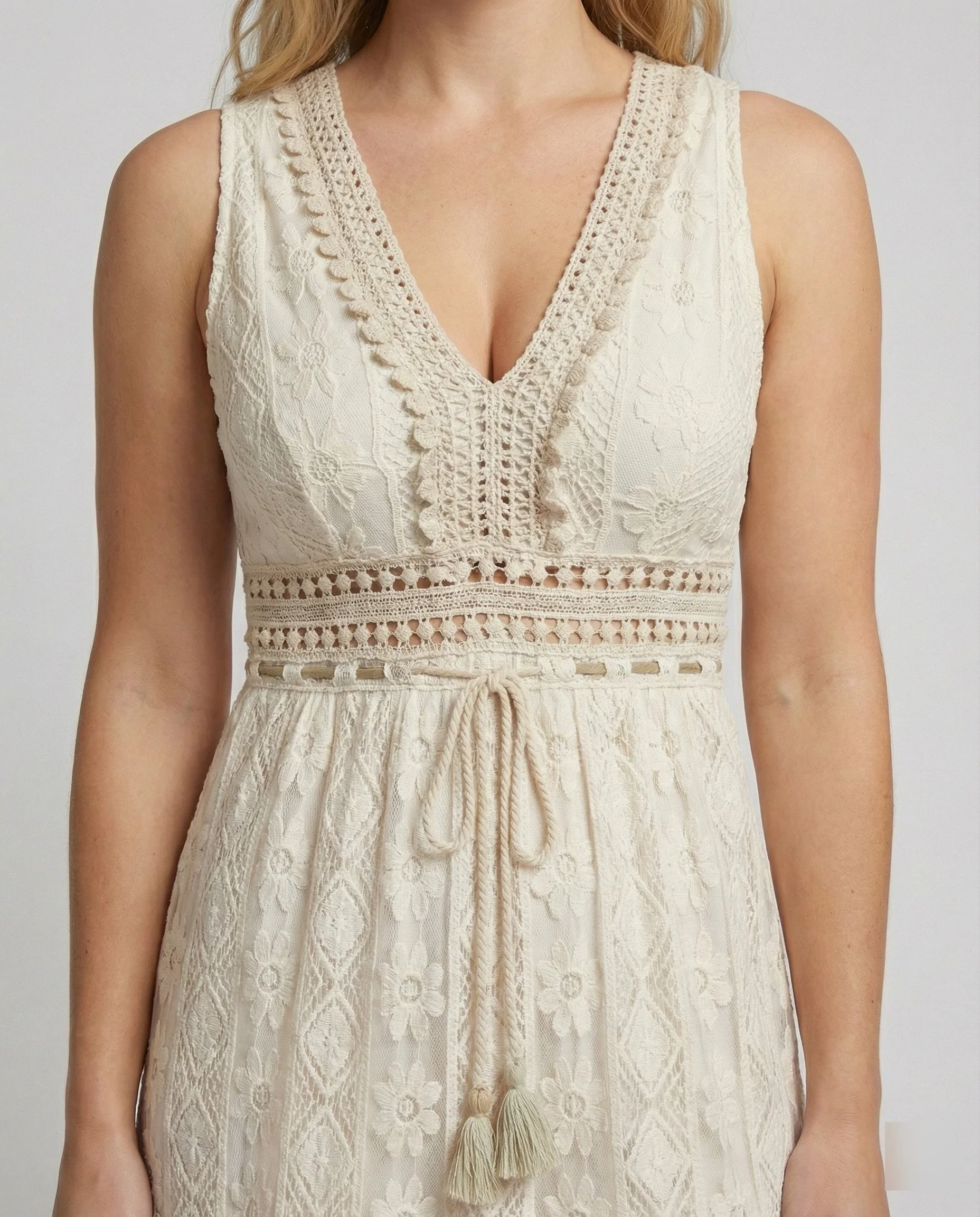 Julia  | Elegante abito lungo estivo in pizzo stile boho - Image 5