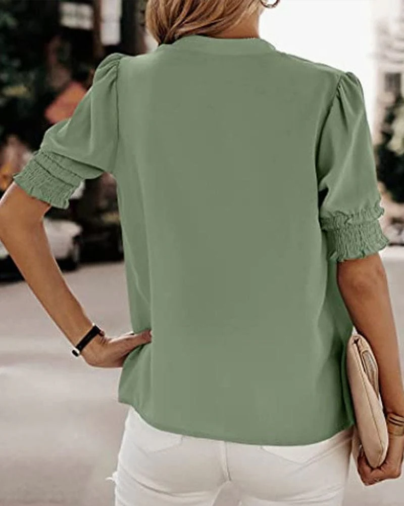 Karolin | Blusa fucsia elegante con scollo a V e maniche a sbuffo - Image 8