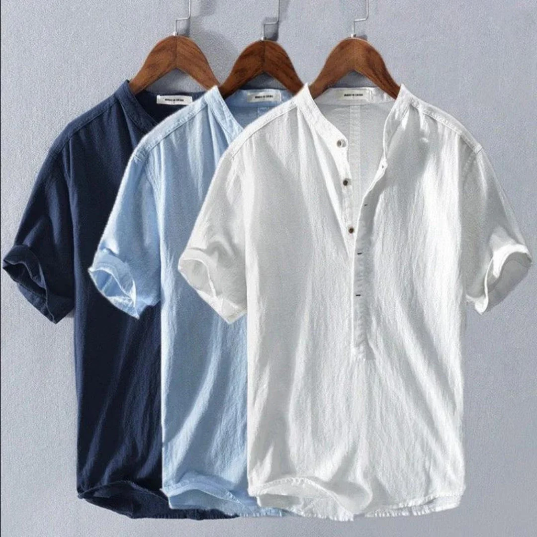 Leonardo | Camicia Estiva Henley in Misto Cotone Traspirante - Image 4