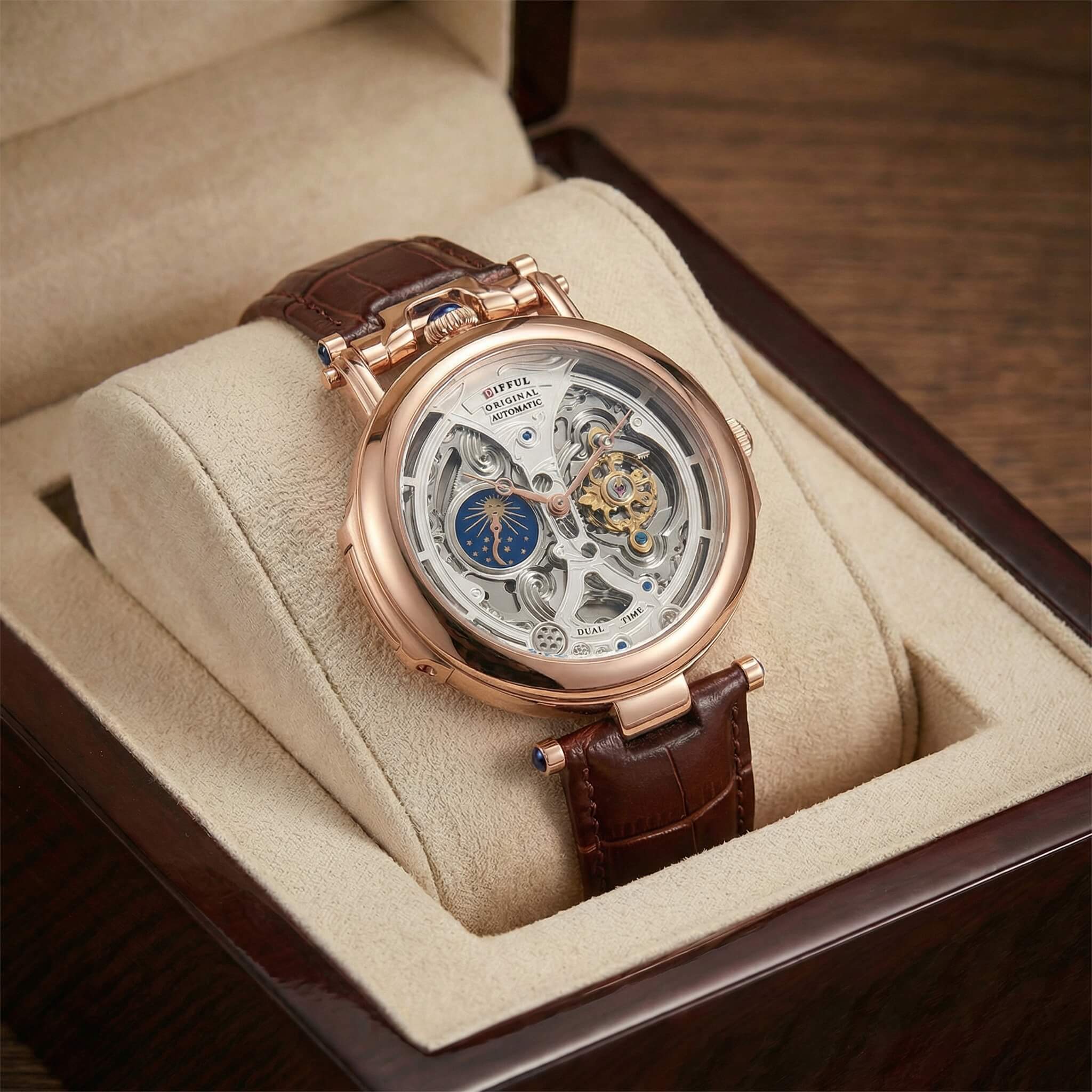 Leonardo | Elegante Orologio Uomo Scheletrato Automatico con Cinturino in Pelle - Image 2