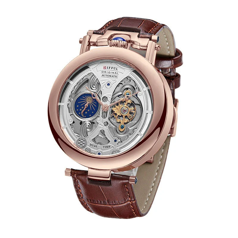 Leonardo | Elegante Orologio Uomo Scheletrato Automatico con Cinturino in Pelle - Image 5