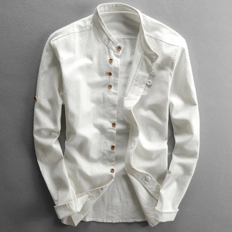 Liam | Camicia estiva con colletto coreano in tessuto traspirante - Image 6