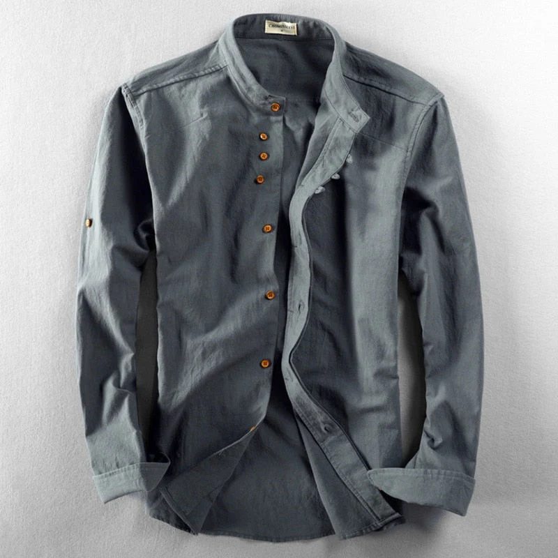 Liam | Camicia estiva con colletto coreano in tessuto traspirante - Image 7