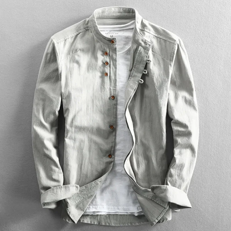 Liam | Camicia estiva con colletto coreano in tessuto traspirante - Image 8