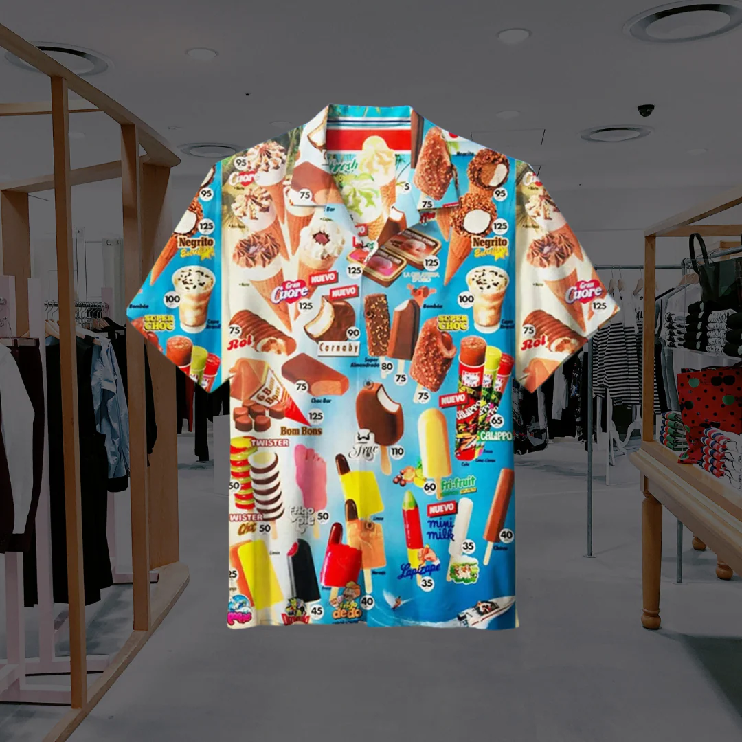 Liam | Camicia Estiva Traspirante con Stampa "Ice Cream"