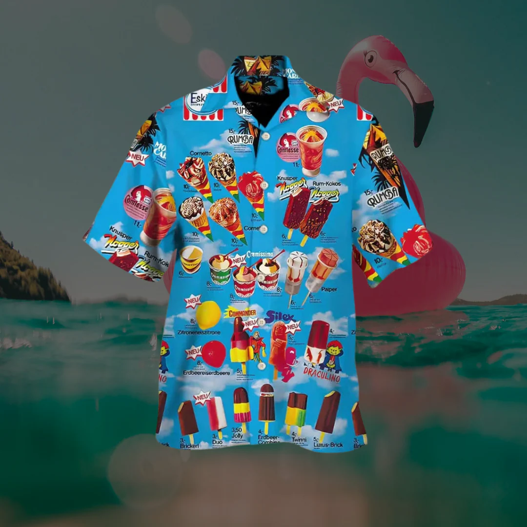 Liam | Camicia Estiva Traspirante con Stampa "Ice Cream" - Image 3