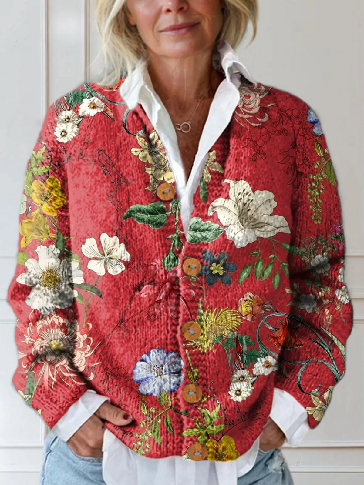 Lisa | Cardigan Floreale Trapuntato dallo Stile Vintage Elegante