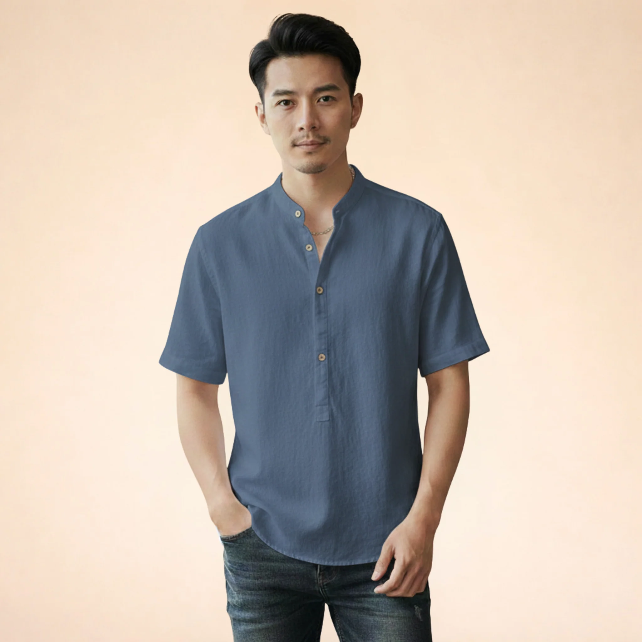 Lorenzo | Comoda camicia in lino con maniche a mezze maniche - Image 4
