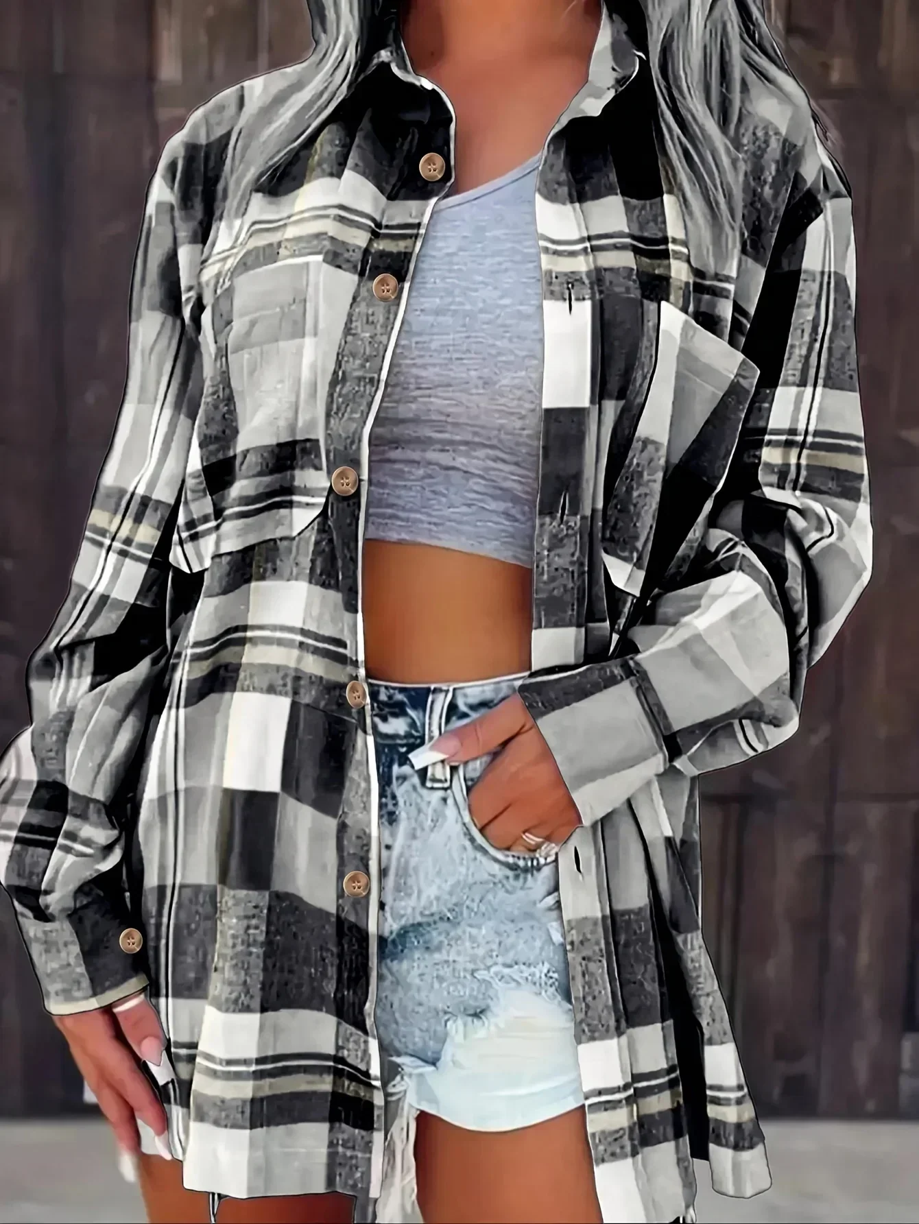 Marta | Camicia Oversize in Flanella a Quadri - Image 5