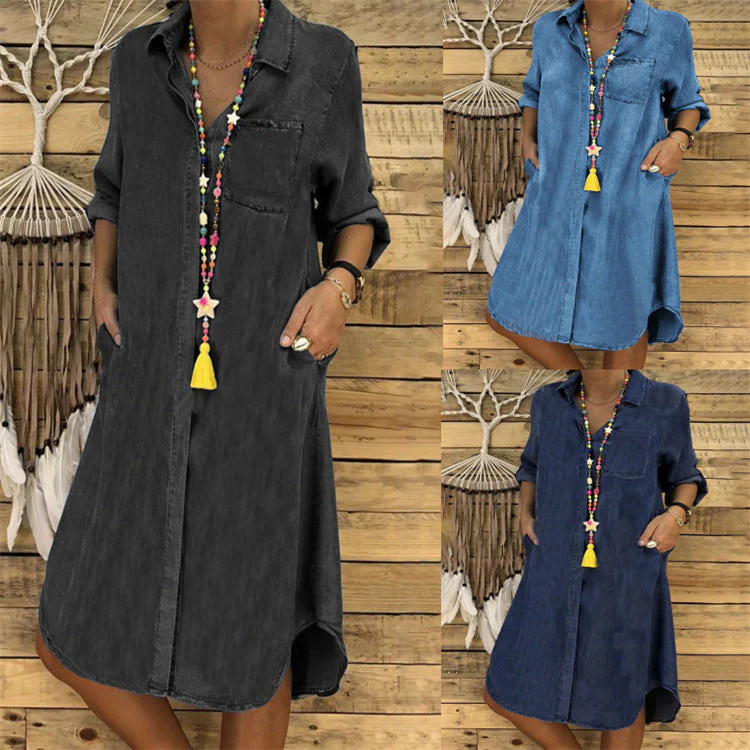 Martina | Abito camicia in denim da donna casual e comodo - Image 7
