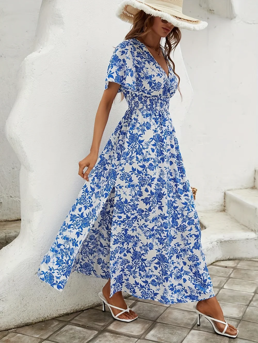 Martina | Abito Maxi elegante e fluido a maniche corte - Image 5