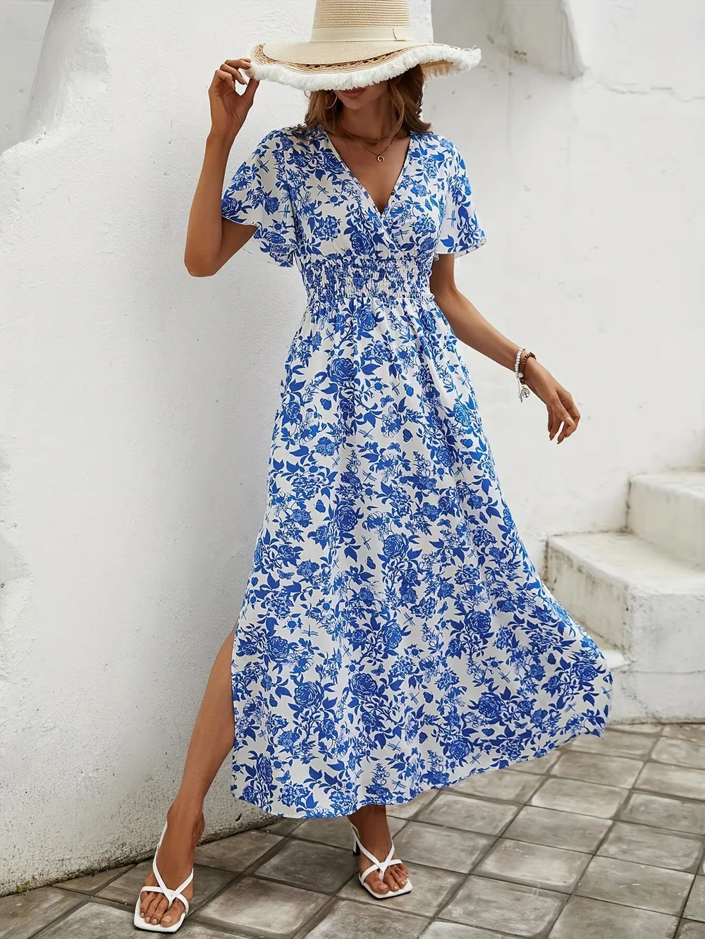 Martina | Abito Maxi elegante e fluido a maniche corte - Image 6