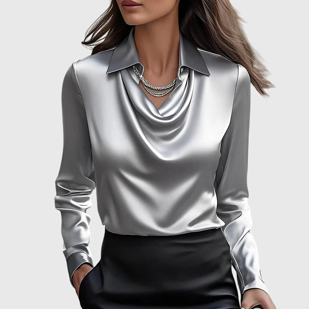 Martina | Blusa elegante e raffinata in seta a maniche lunghe - Image 2