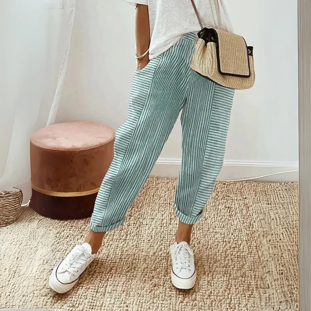 Martina | Pantaloni a gamba larga a righe eleganti e traspiranti - Image 4