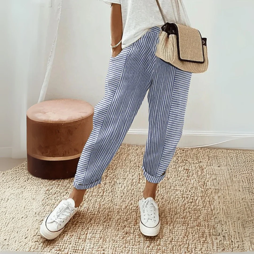 Martina | Pantaloni a gamba larga a righe eleganti e traspiranti - Image 5