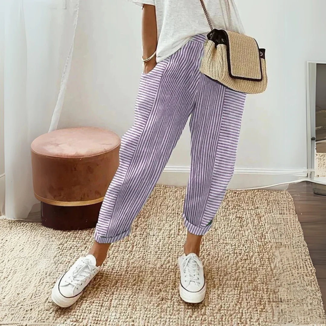 Martina | Pantaloni a gamba larga a righe eleganti e traspiranti - Image 6