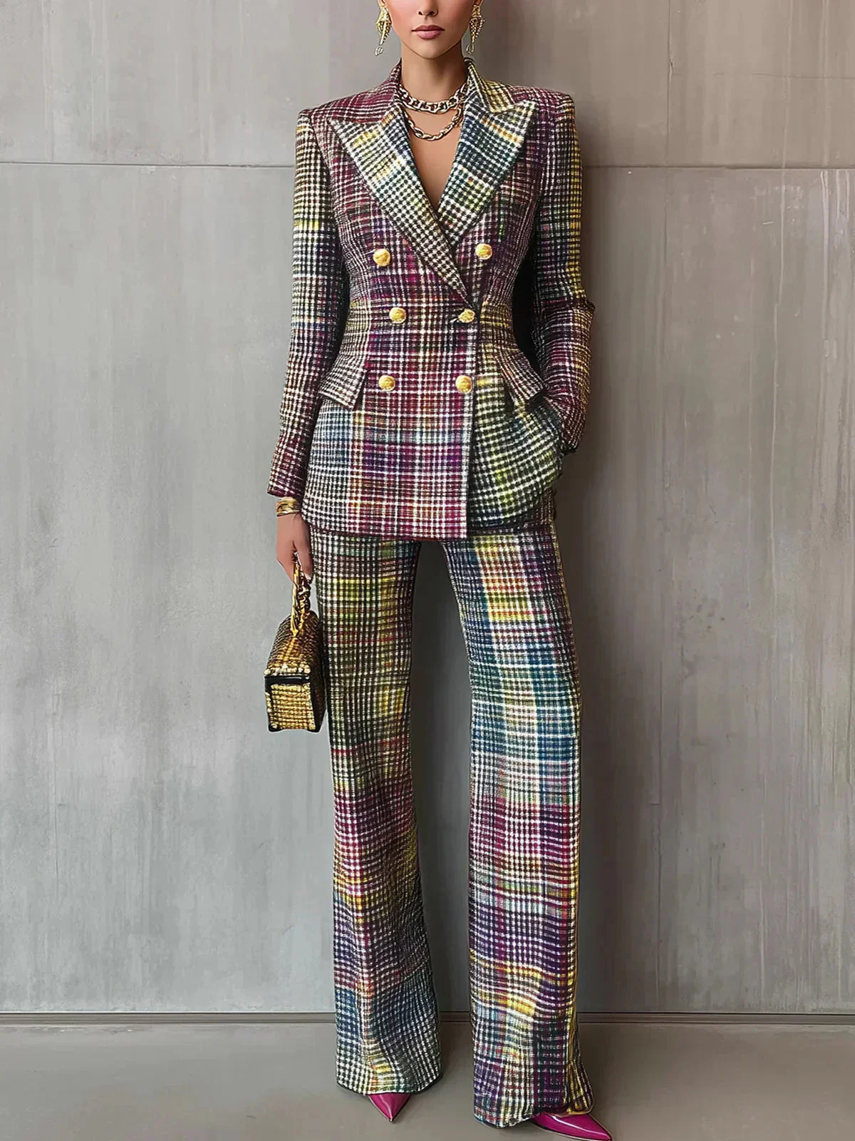 Mary | Completo sartoriale doppiopetto con motivo a quadri