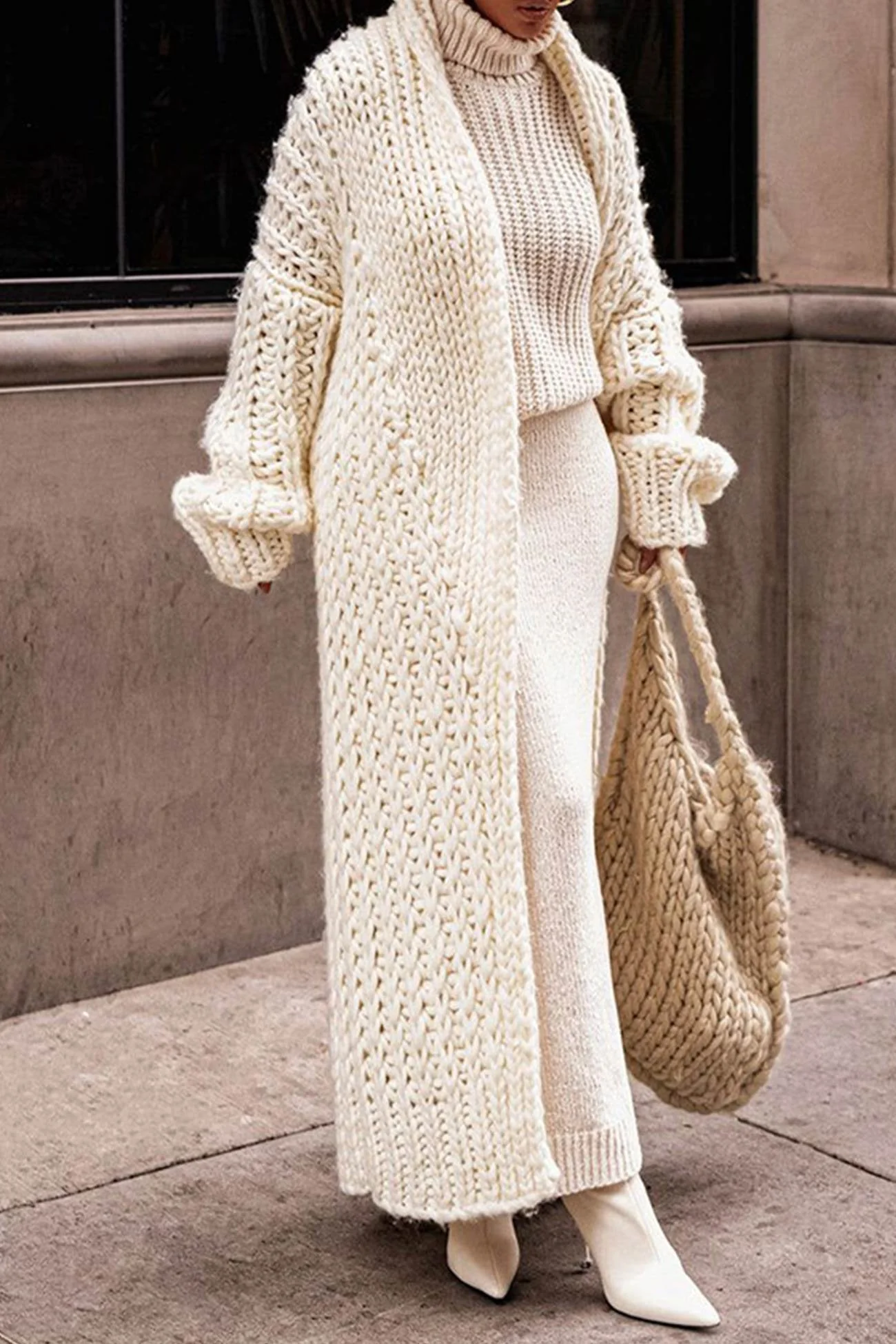 Mira | Cardigan Lungo Oversize in Maglia Pesante da Donna