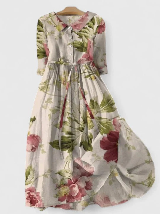 Noemi | Abito Midi Elegante Donna in Misto Lino