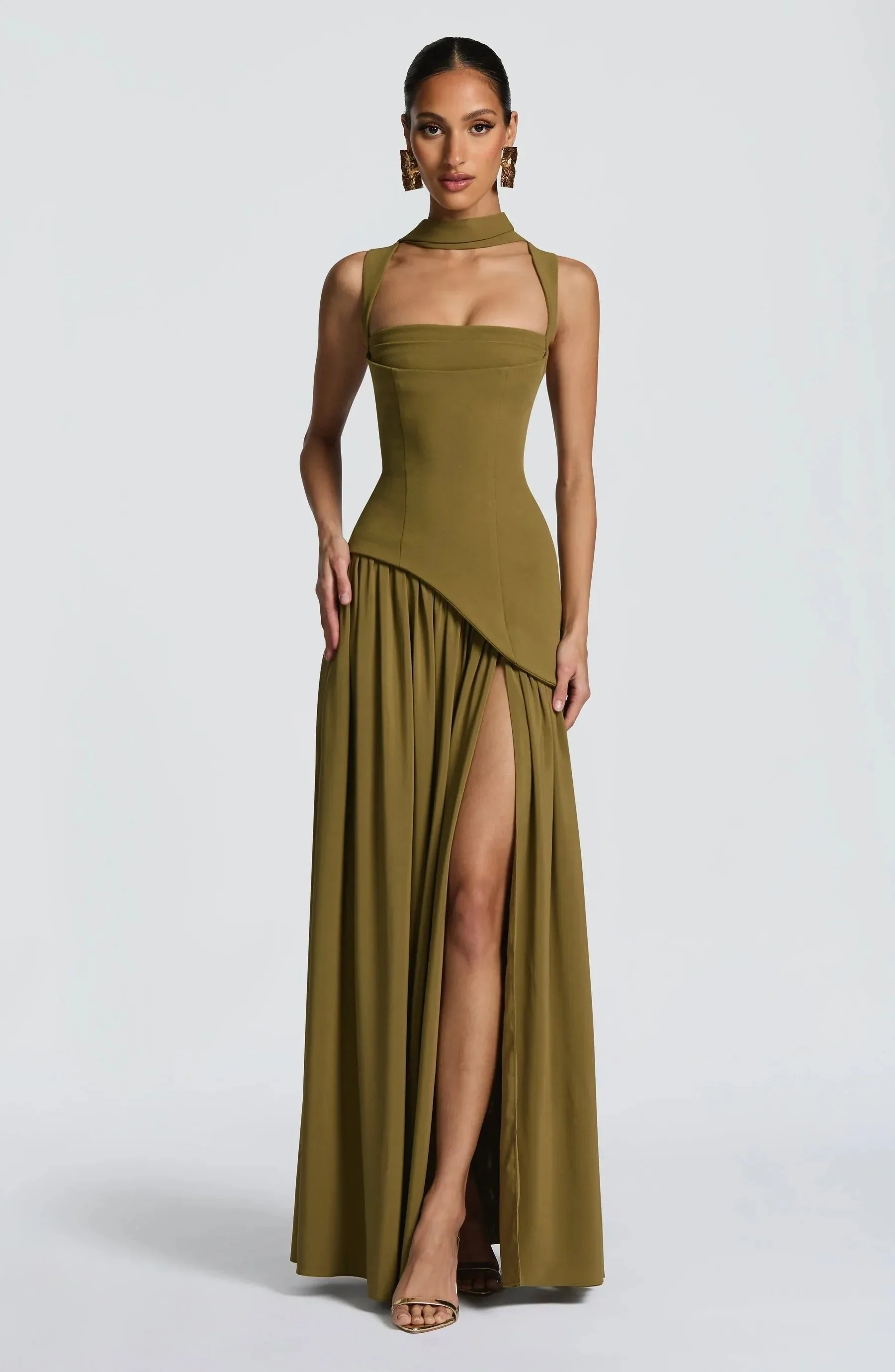 Olivia | Abito maxi elegante e glamour con scollo quadrato - Image 3