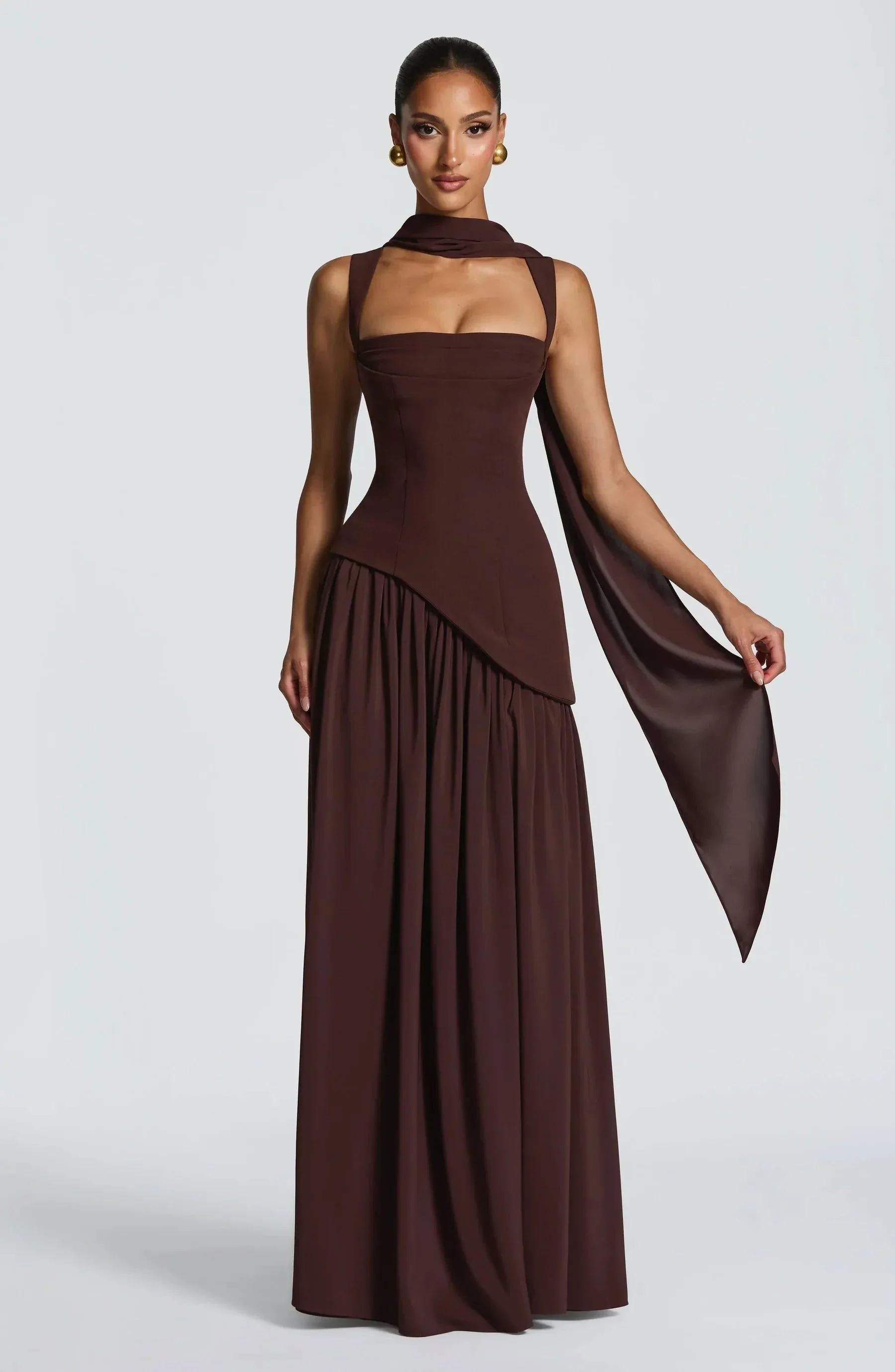 Olivia | Abito maxi elegante e glamour con scollo quadrato - Image 4