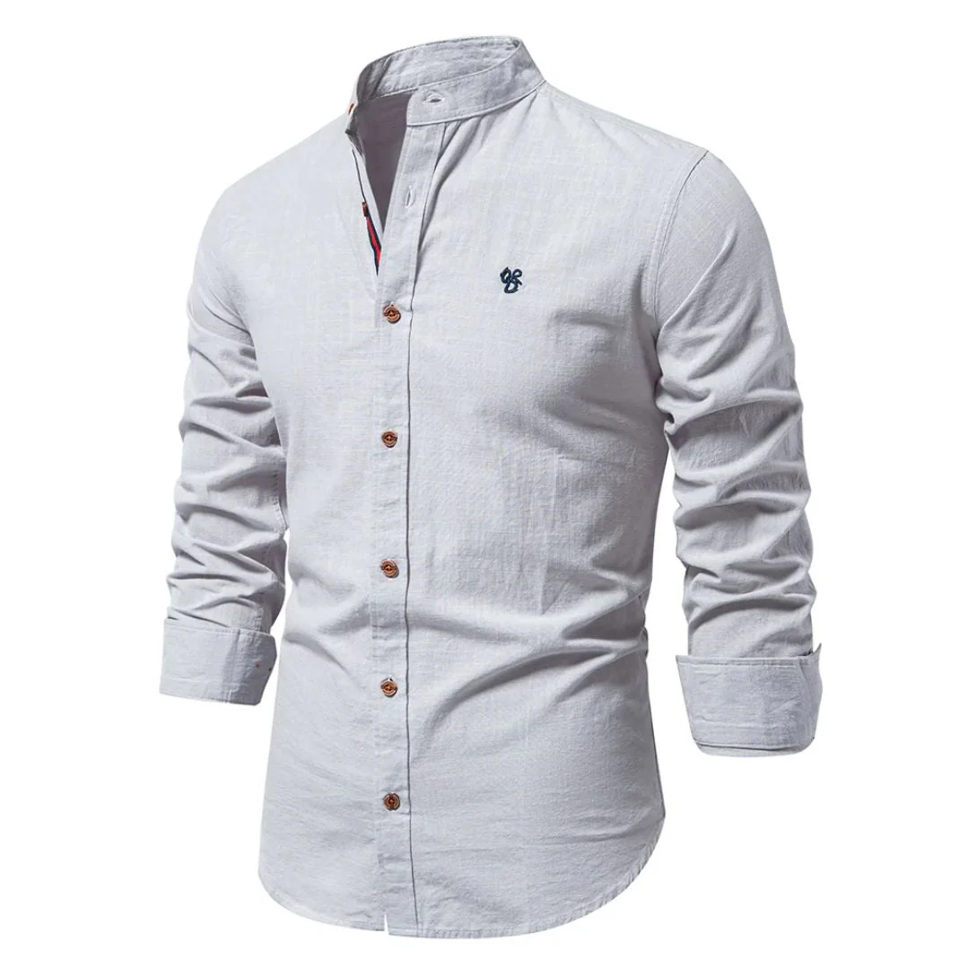 Robert | Elegante Camicia Uomo a Maniche Lunghe con Colletto Alto - Image 3