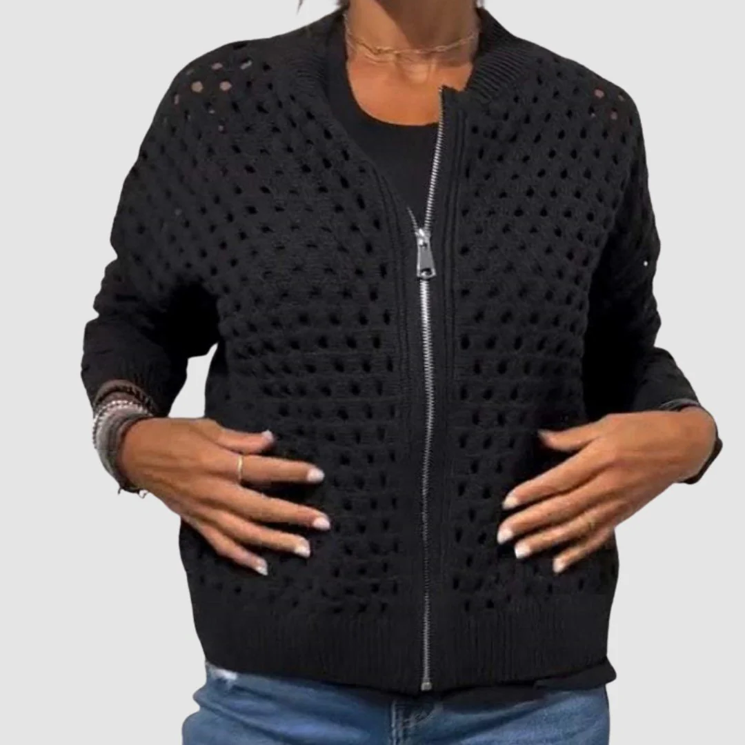 Sandra | Cardigan in Maglia Traforata con Zip da Donna - Image 2