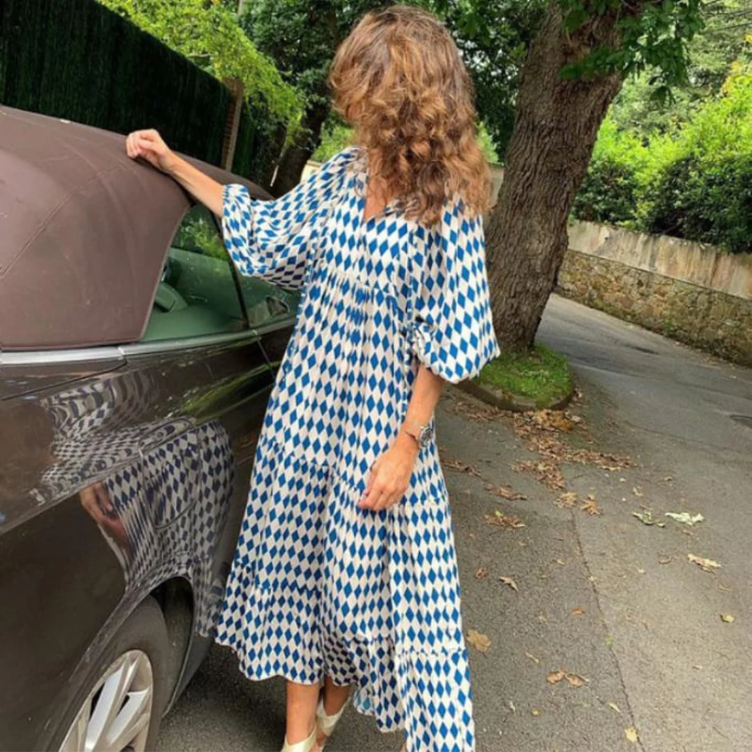 Sandra | Maxi Abito Boho Chic con Stampa Geometrica - Image 11