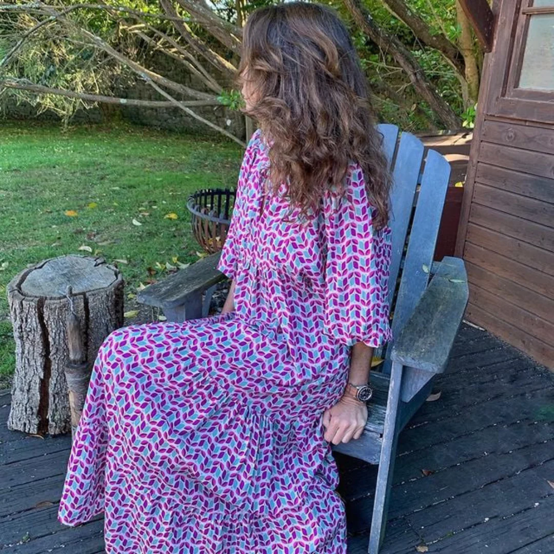 Sandra | Maxi Abito Boho Chic con Stampa Geometrica - Image 13