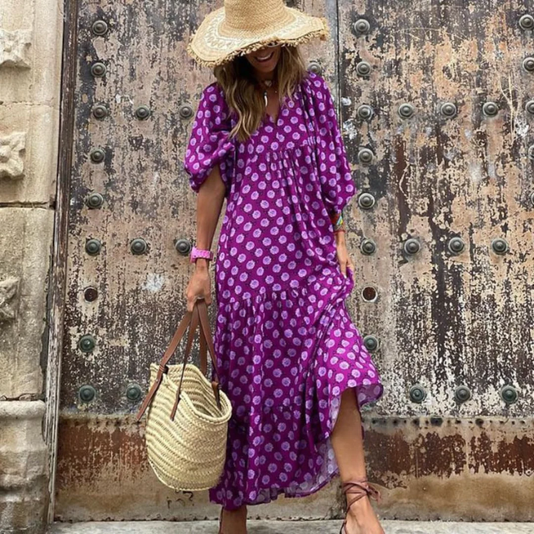Sandra | Maxi Abito Boho Chic con Stampa Geometrica - Image 15