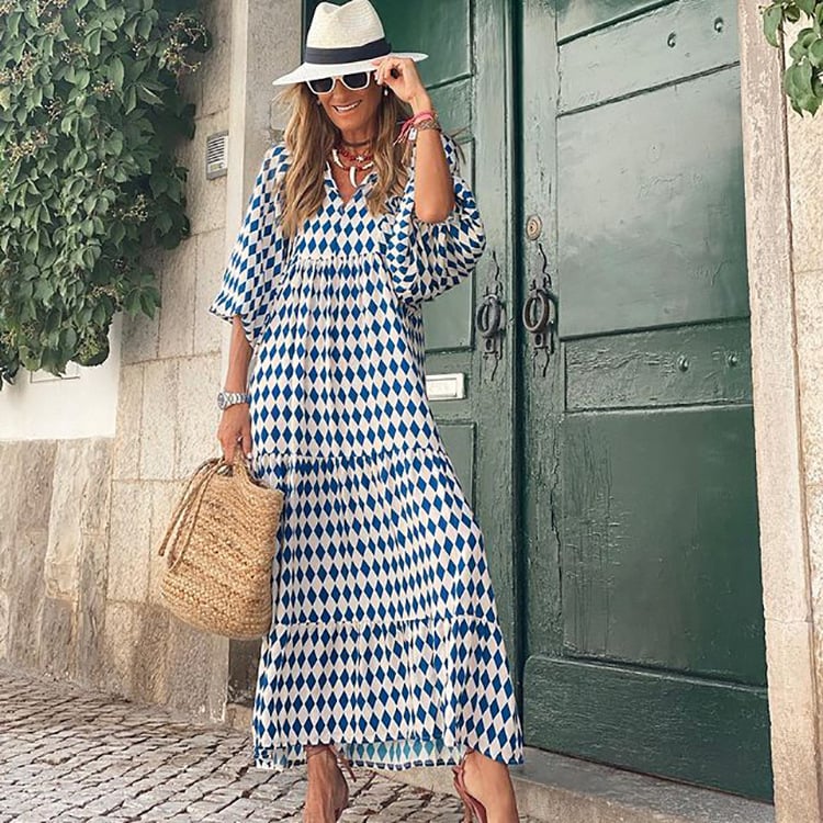 Sandra | Maxi Abito Boho Chic con Stampa Geometrica - Image 8