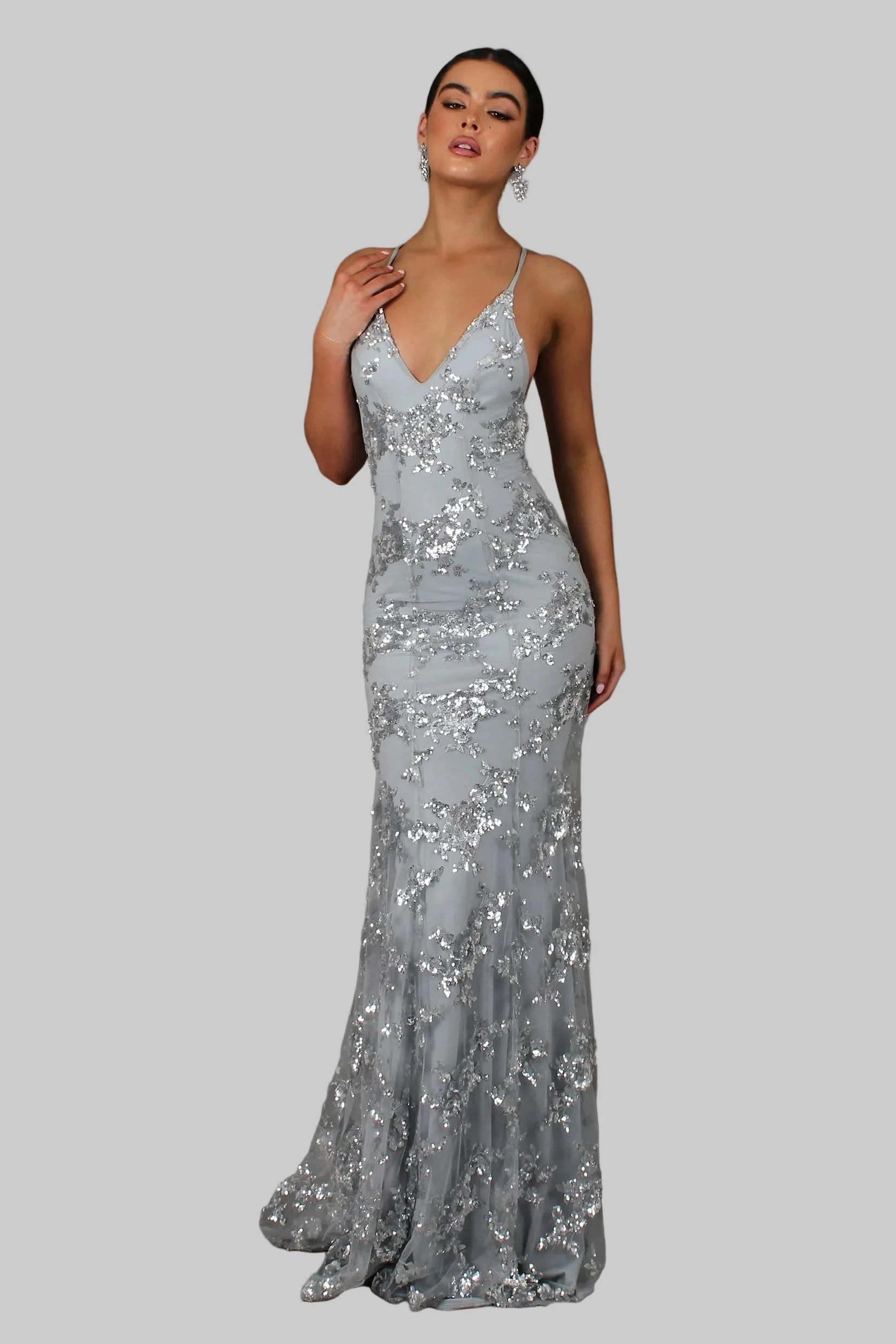 Sofia | Abito maxi elegante e alla moda con scollo a V e paillettes - Image 2