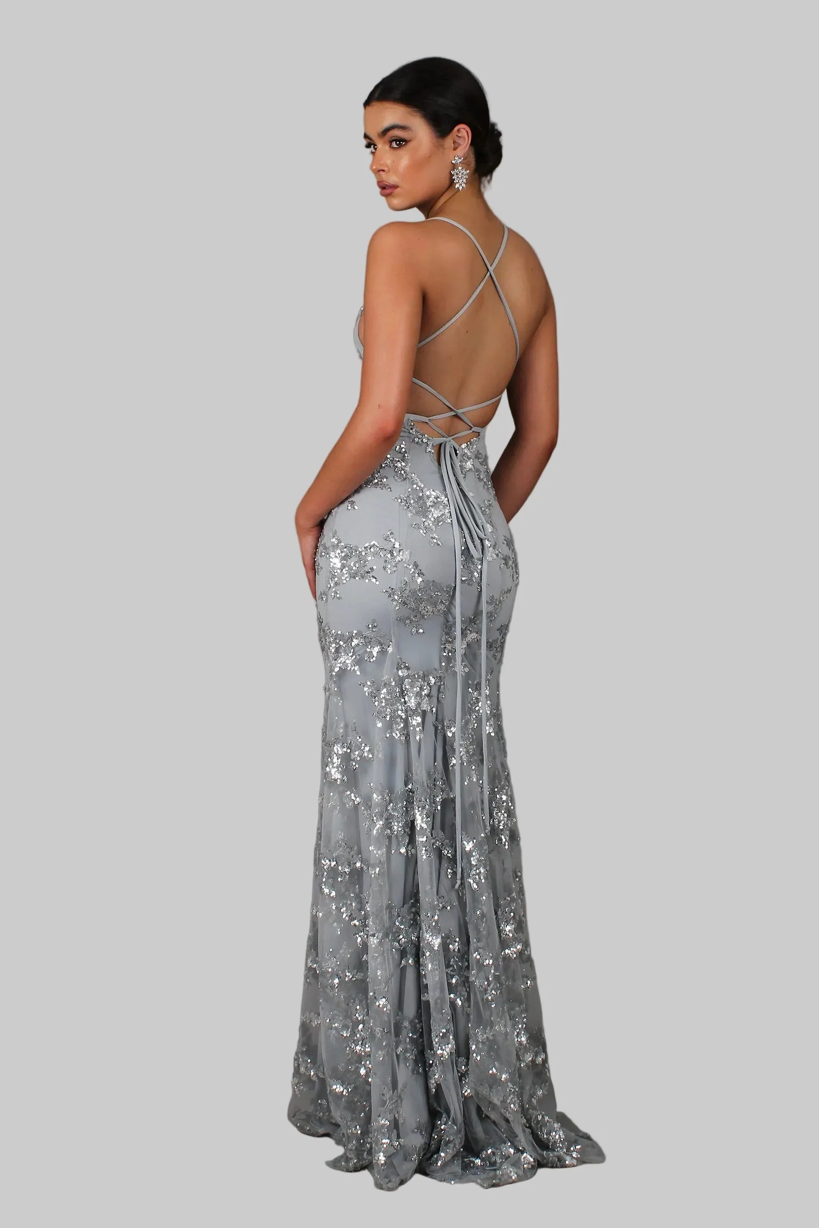Sofia | Abito maxi elegante e alla moda con scollo a V e paillettes - Image 4