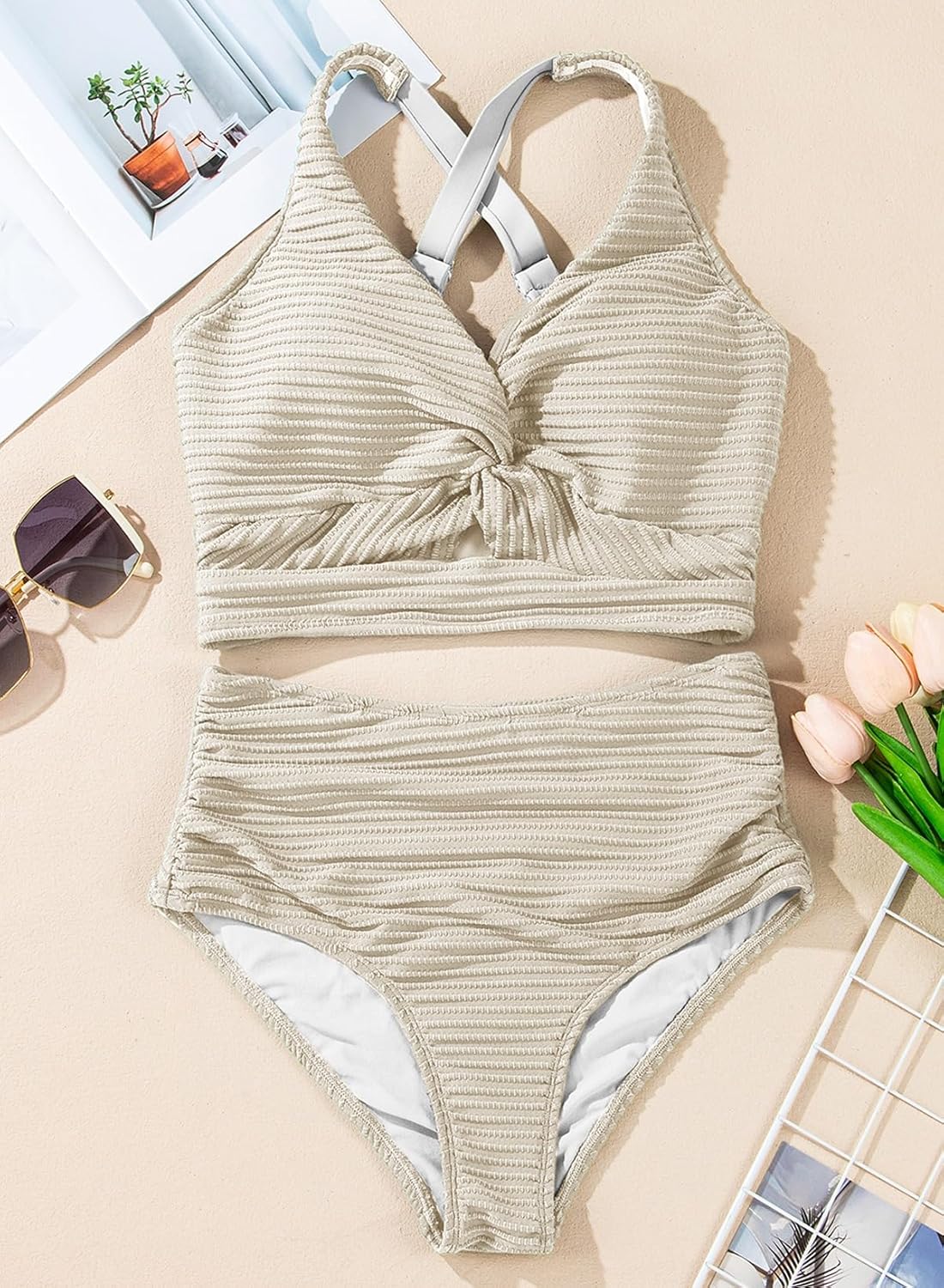 Sofia | Bikini modellante a vita alta con texture premium - Image 6