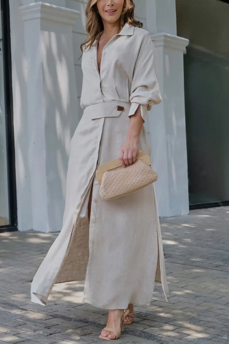 Sofia | Maxi abito a camicia strutturato ed elegante